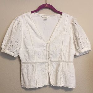 H & M Womens Eyelet Blouse Size 10